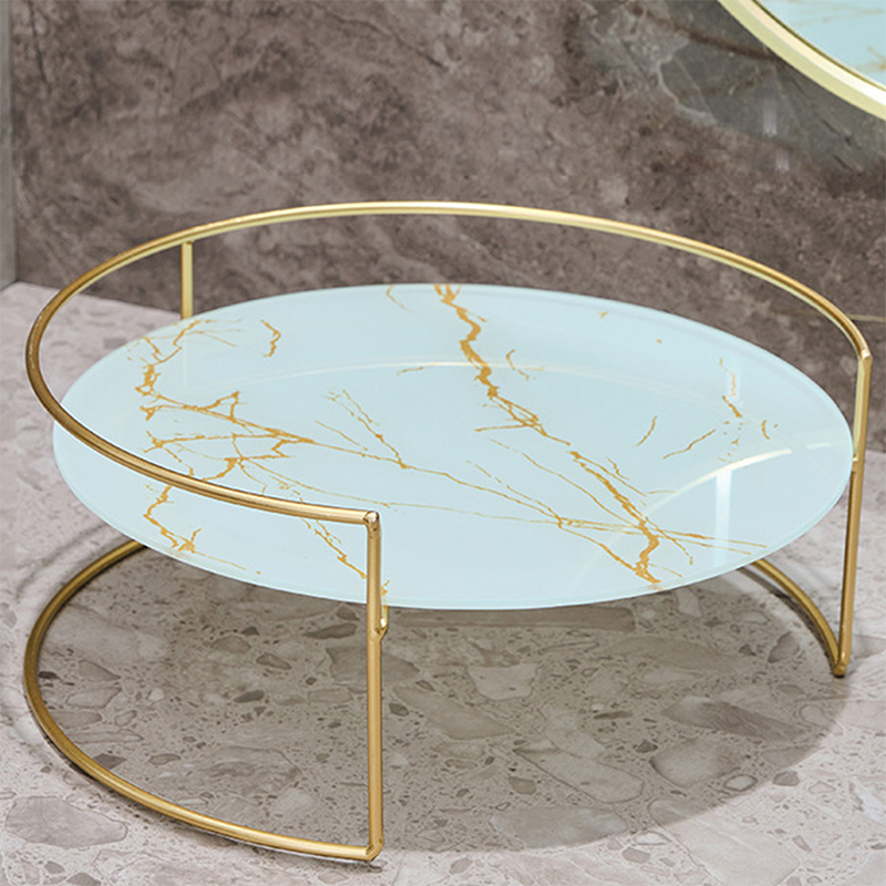 Badkamer Organizer Houder Met Metalen Basis Cosmetische Container Marmeren Patroon Rek Home Party Decoratie Kaarshouder: L / Light Grey