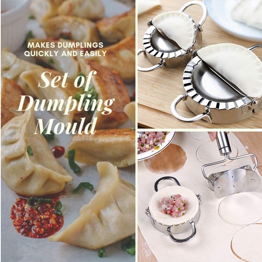 MEMDOO 3PCS Stainless Steel Dumpling Makers Mold Ravioli Gyoza Maker Dough Cutter Wrappers Presser Making Machine for Kitchen