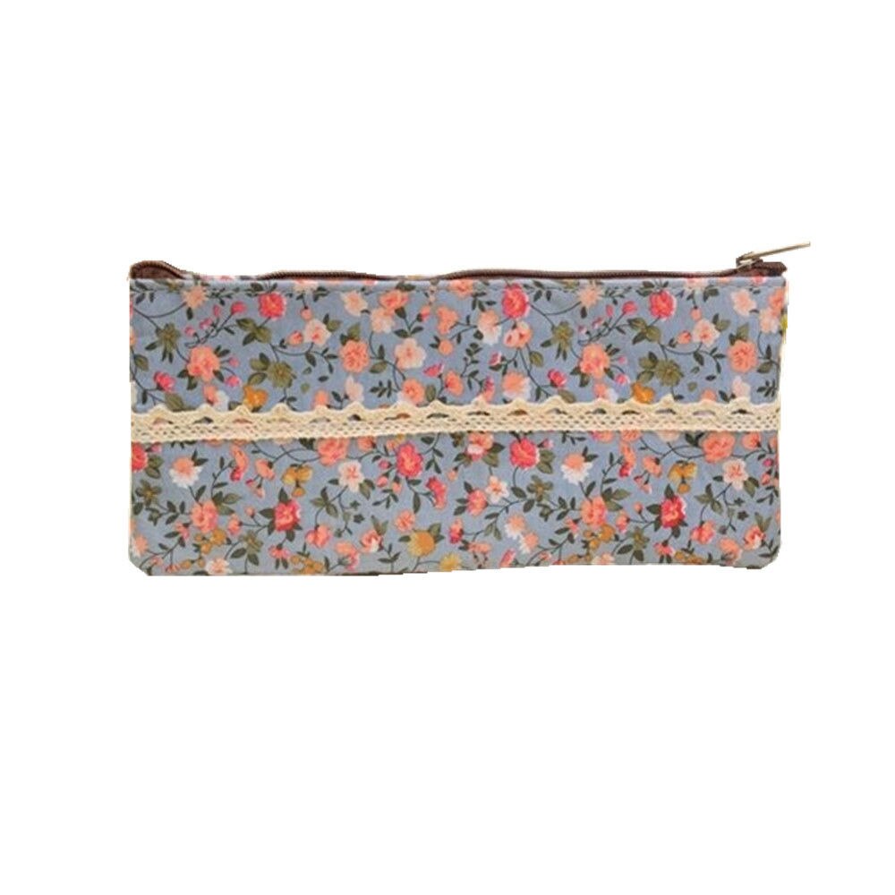 Útiles escolares para oficina, estuche de lápices con cremallera y encaje de flores Vintage, estuche de fieltro para bolígrafos, estuche organizador de almacenamiento de papelería 1 unidad: C