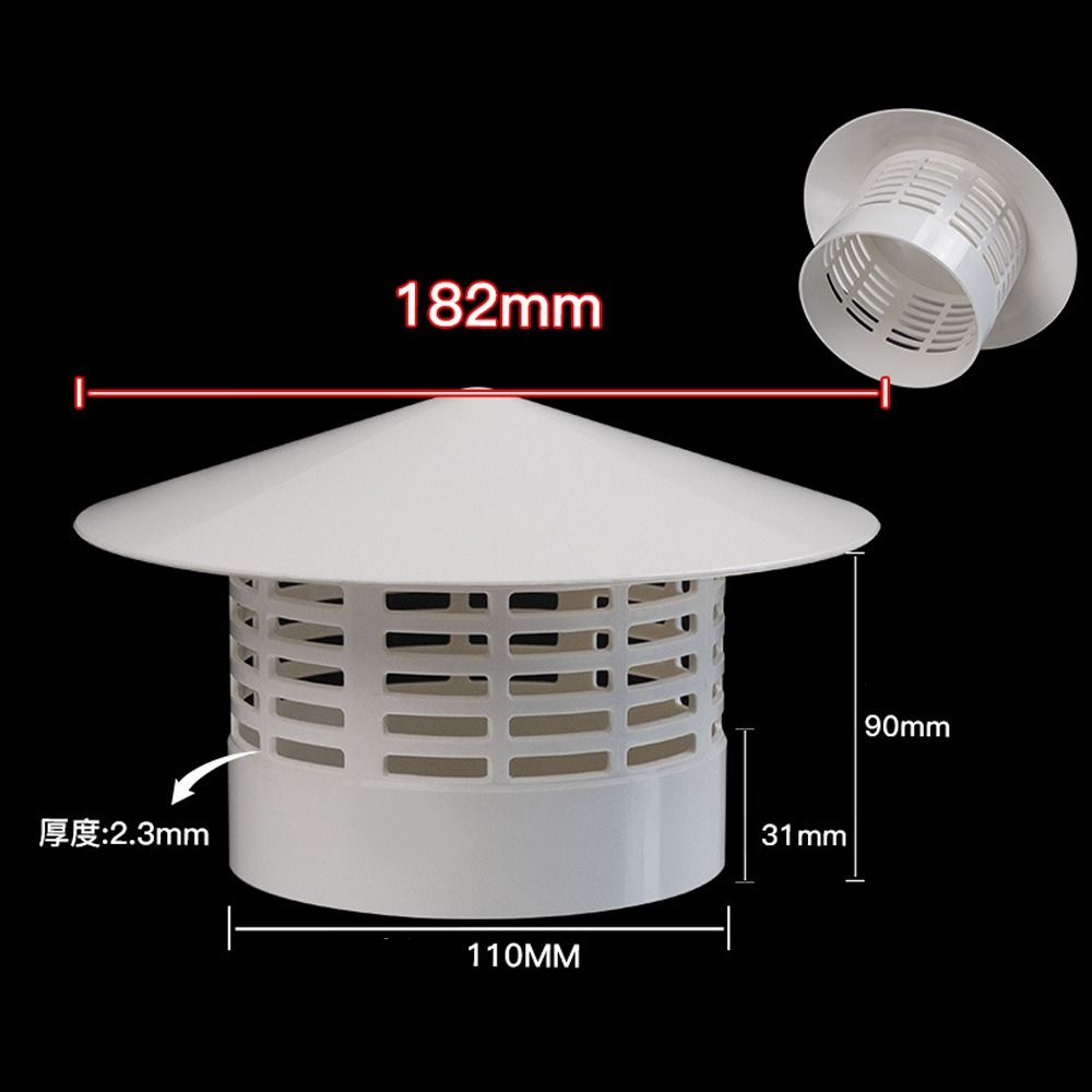 Langlebige 75-200mm belüftete Regen kappe PVC Außenwand Luft auslass Rauchabzug haube Dach kanal Entlüftung kamine