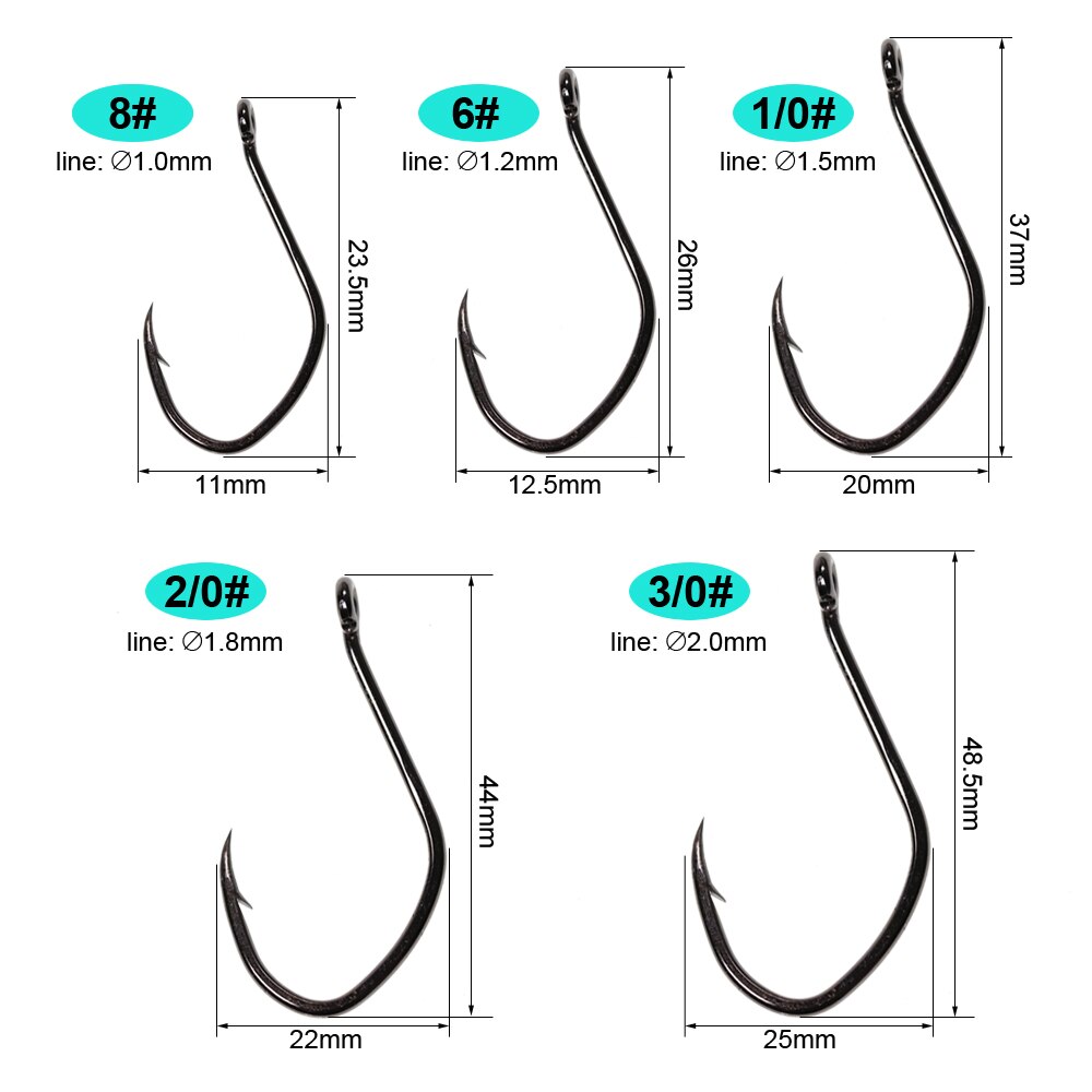 JIGEECARP 20pcs Barbed Catfish Fishing Hooks High Carbon Steel Catfish Hook 3/0 2/0 1/0 6 8 V Sharp Hook Fishing Tackle