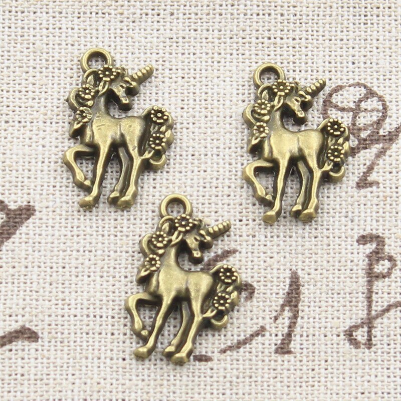 12Pcs Charms Paard Eenhoorn 23X15Mm Antiek Zilver Plated Hangers Maken Diy Handgemaakte Tibetaans Zilveren Kleur vinden Sieraden: Antique Bronze Plated