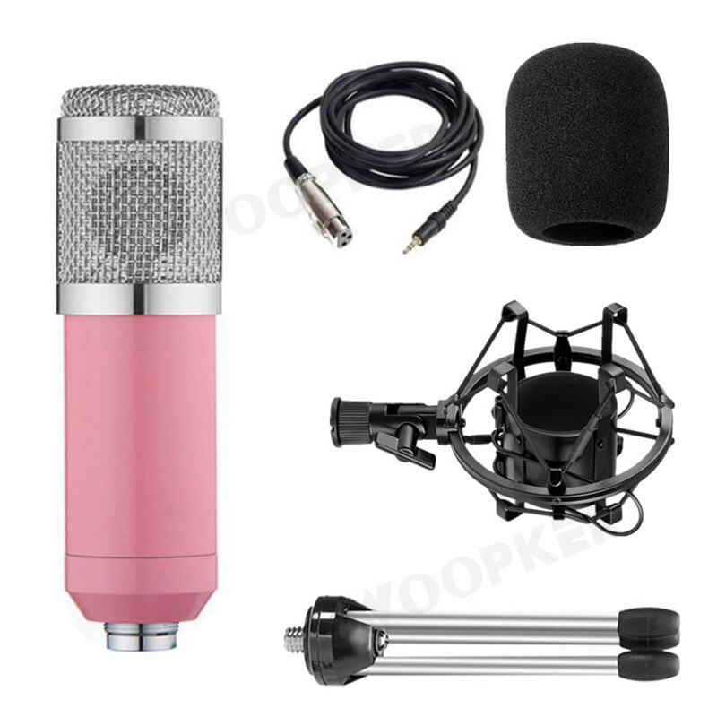 Condenser BM-800 Microphone Kit for Computer with Shock Mount and Foam Cap BM 800 Mic BM800: Pink set with stand