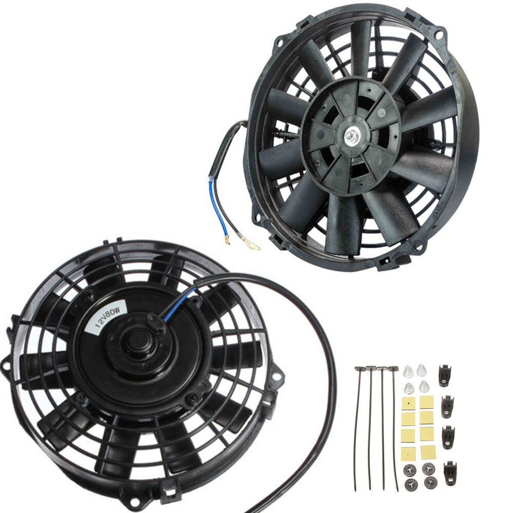 Universal 12V 80W 7 Inch Slim Reversible Electric Radiator Cooling AUTO FAN Push