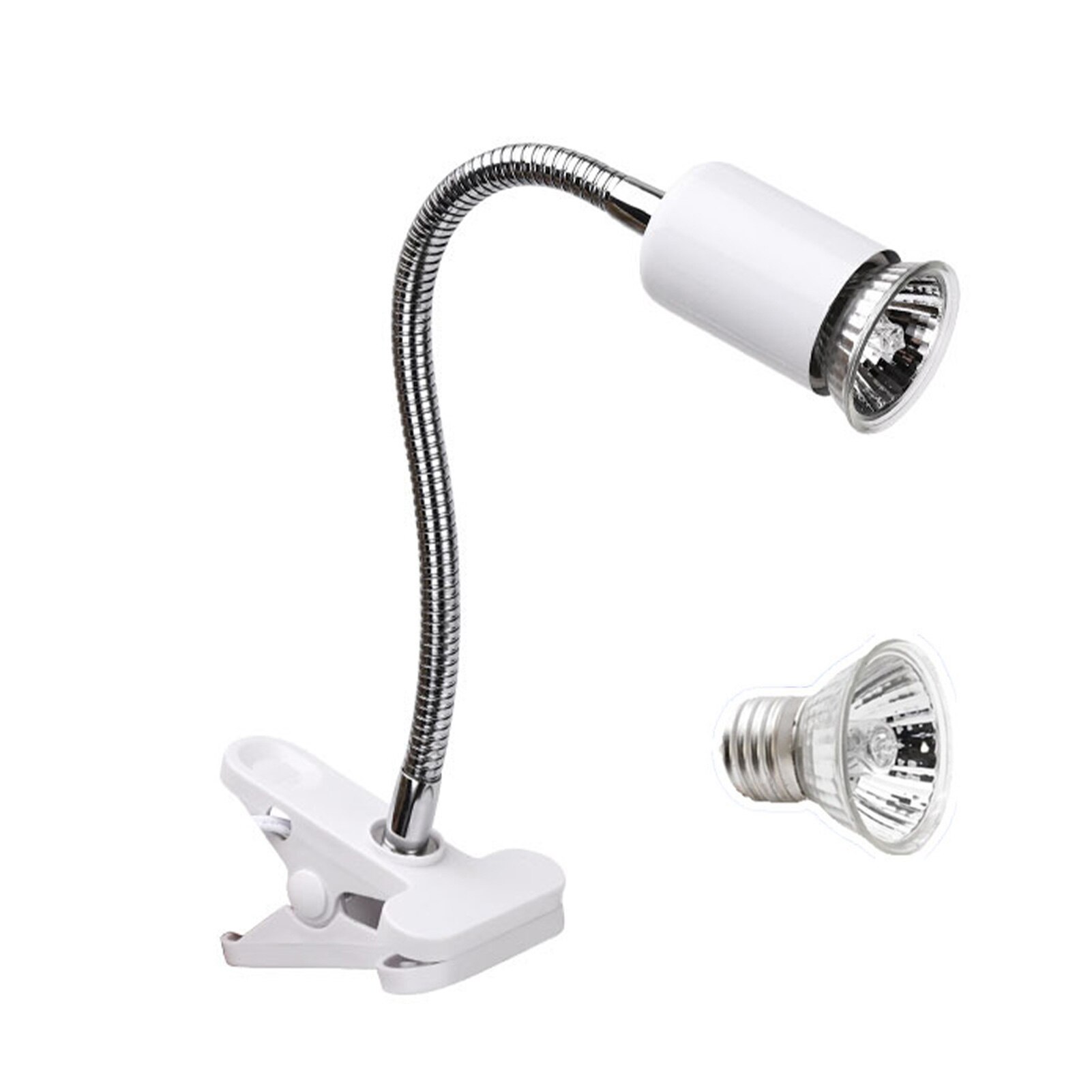 Reptiel Schildpad Warmtelamp Koesteren Lamp Heater Verstelbare Met Clip Aquarium Lamp Inbegrepen Voor Reptielen Hagedis Schildpad Leguanen: WHITE-EU-25W