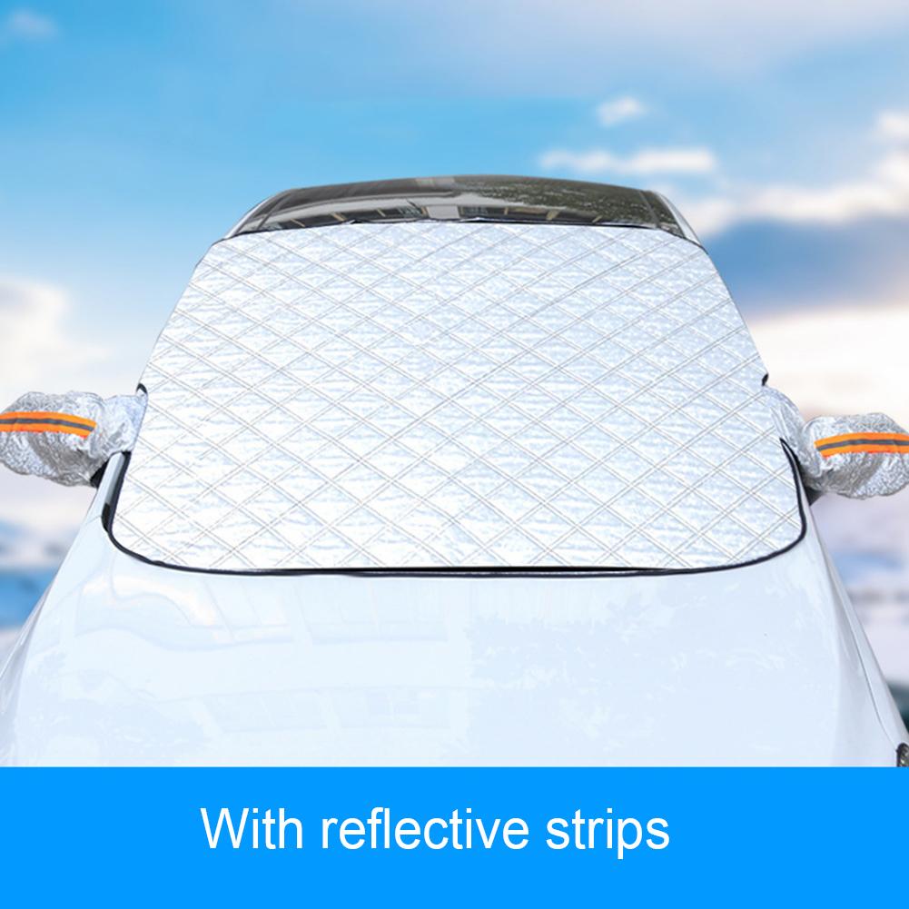 Car Windscreen Cover Anti Snow Frost Ice Windshield Dust Protector Heat Sun Shade Ice Large Snow Dust Protector&reflective Strip: With reflective stri