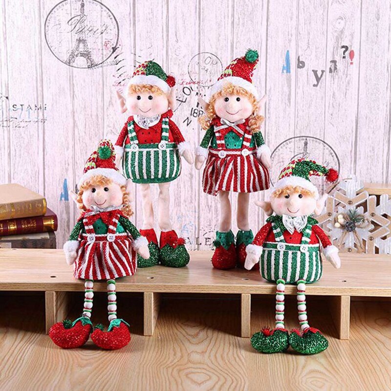 Christmas Xmas Tree Decoration Hanging Ornaments Long-Legged Elf Christmas Doll Elf Extendable Legs Dolls for Home Decor