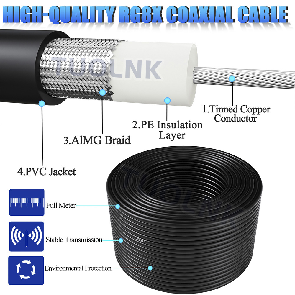 RG8X CB Antenna Coaxial Cable PL259 UHF SO239 Jumper Cable Low Loss 50 ohm UHF Male to UHF Male CB Antenna Extension Coax Cable
