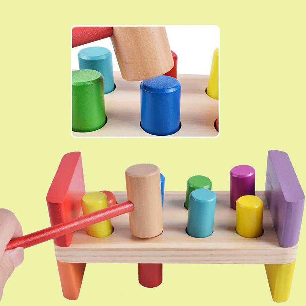 Stampende Bench Kleurrijke Houten Kids Voorschoolse Baby Opvallende Speelgoed Met Hamer