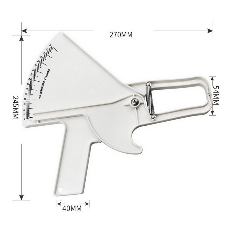 Fitness Body Fat Caliper Handheld Vet Dikte Meten Heerser Slanke Gids Huidplooi Maatregelen Gereedschappen Voor Mannen En Vrouwen: white
