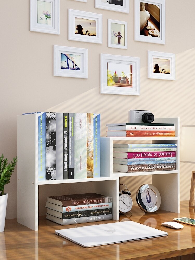 Wooden Desk Organizer Stationery Students Simple Wooden Bookshelf Office School Mini Bookcase Desktop Rack With Screwdriver