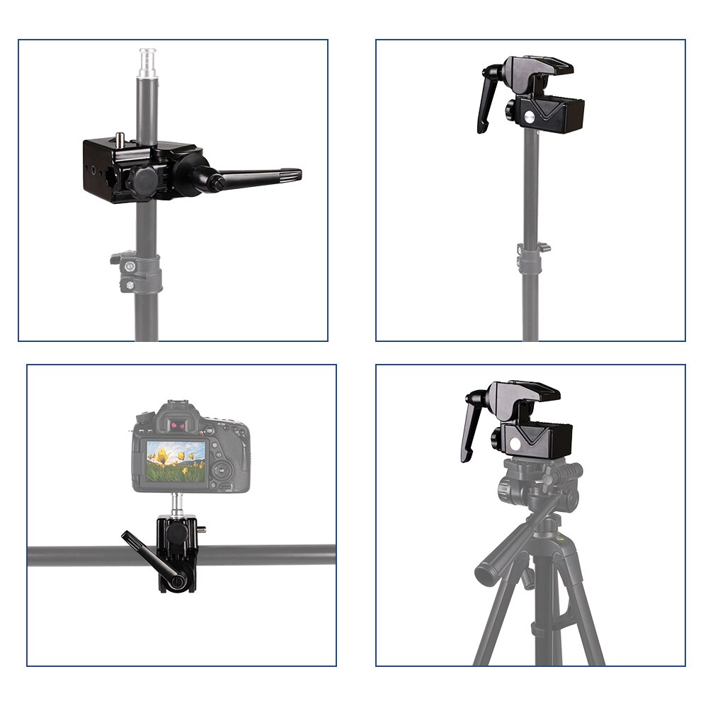 Duży mocny zacisk Super Clamp Studio wielofunkcyjny mocny klip z 1/4 "i 3/8" otwór na śrubę do fotografia fotografia studio światła parasol