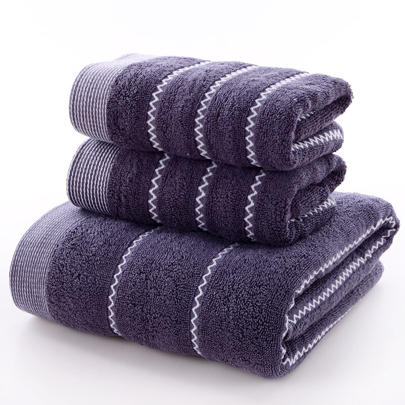 Snel Droog 3 Stuk Katoenen Handdoek Set Water Wave Patroon 1 Badhanddoek 2 Handdoeken Voor Vrouwen Volwassenen Effen kleur Grote Handdoek Badkamer