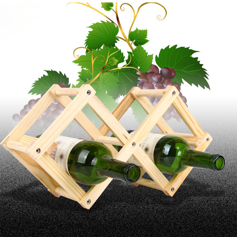Soporte de madera para vino, accesorios de cocina, estante plegable para vino tinto, soporte para botella de bebida, estante de exhibición de barra de soporte de 3 botellas portátil