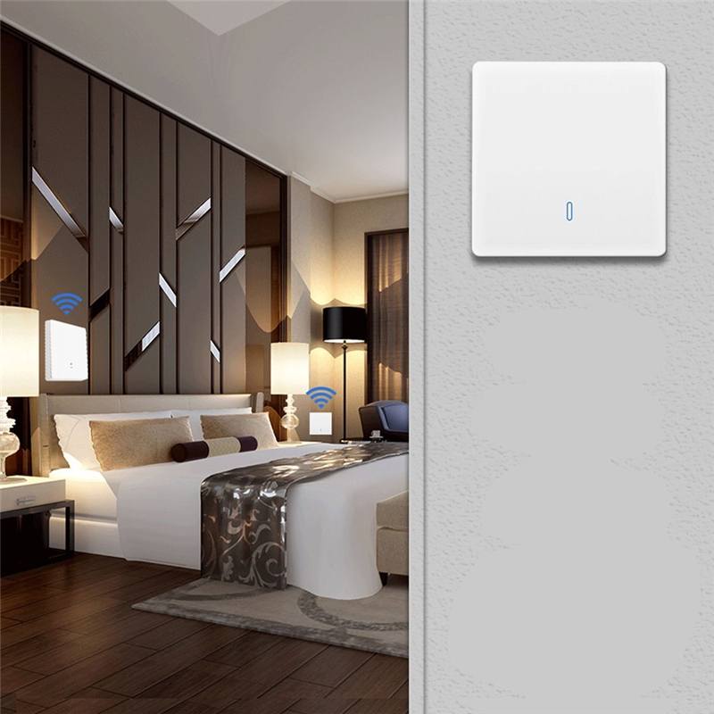 Trådløs fjernbetjeningskontakt vægafbryder stort nøglepanel gratis klistermærker gratis ledninger lysstyring smart hjemmetilbehør