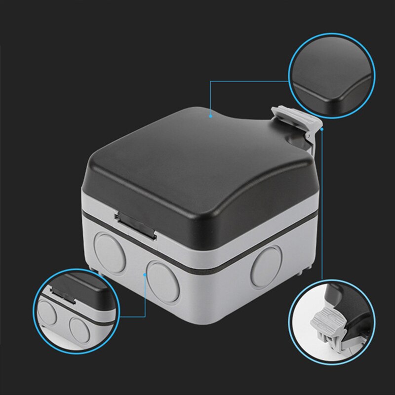 ABS Electrical Sockets Waterproof Outdoor 13A UK Single Socket Switched Socket IP66 For Home Outside Inside Use