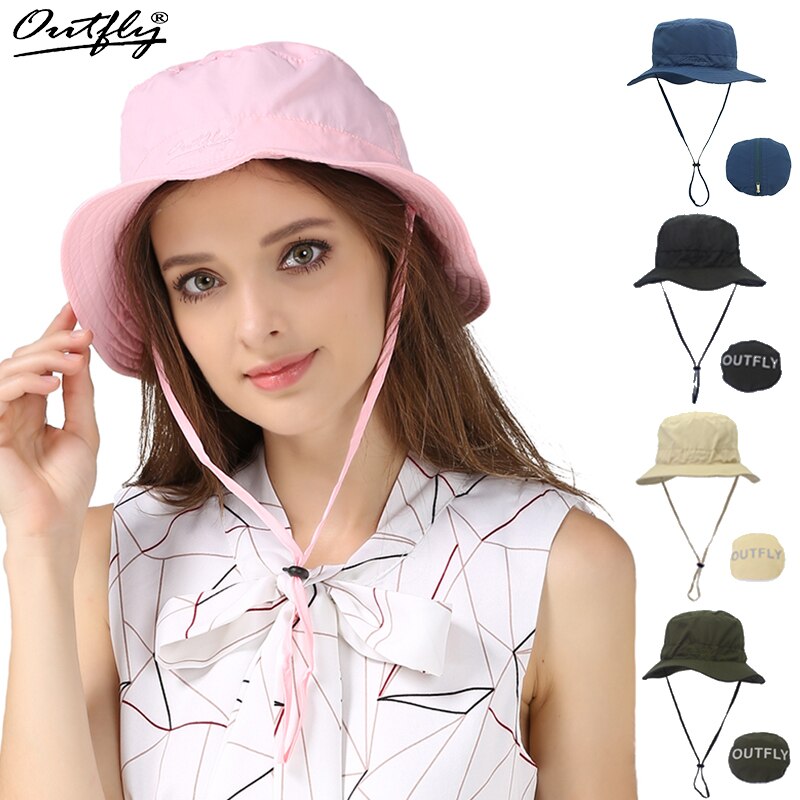 Outfly Cool Bucket Hat Summer Ladies Sun Hat Folda... Grandado