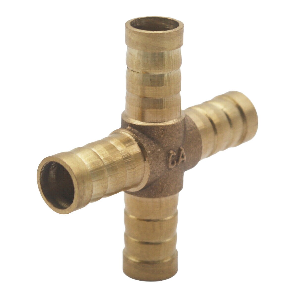 Solid Brass 1/2 Inch 4 Way Cross Hose Barb Splicer Air Fluid Fuel Liquid Water