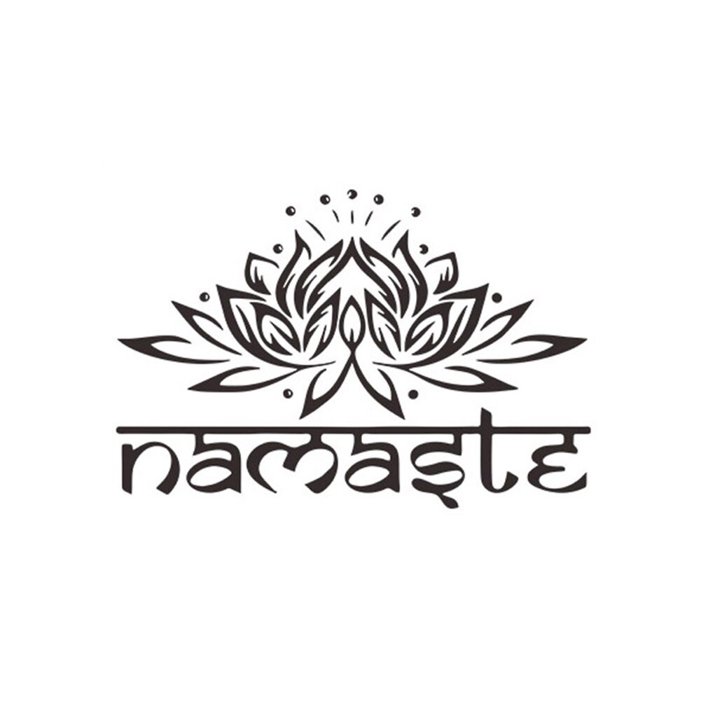 1Pc Removable Indian Namaste non toxic Namaste Lotus Wall Sticker Living Room Background Decal Mural Home Decor: Black