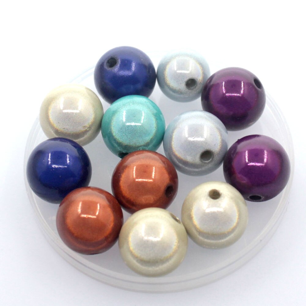 Tevida Q08 4/6/8/10mm Ronde Acryl Reflecterende Miracle Effen Parels Kralen DIY voor Oorbel ketting Sieraden Maken Accessoires