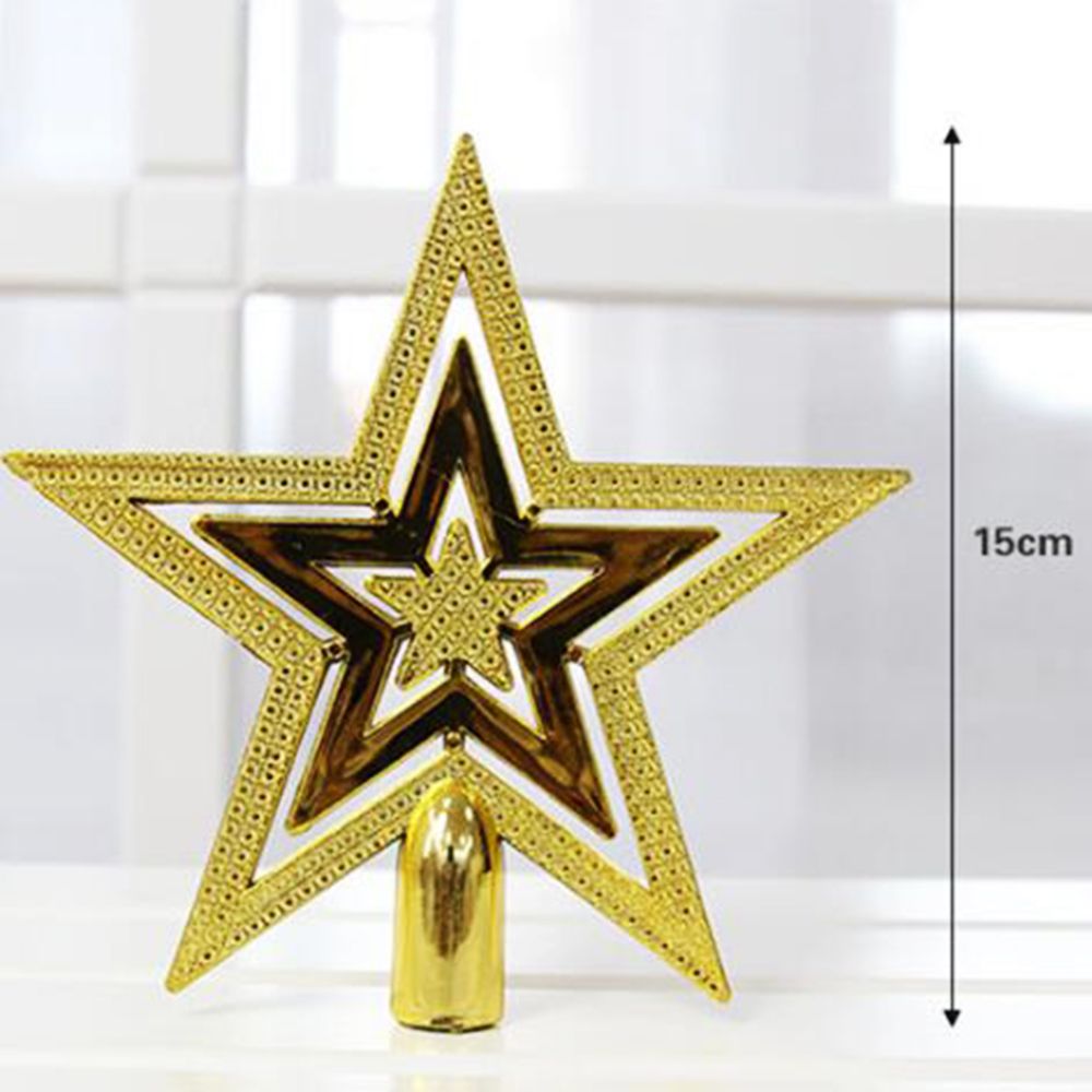 1Pc Vrolijk Kerstboom Top Sparkle Sterren Hangen Xmas Decoratie Ornament Treetop Topper Gouden Pentagram Noel Navidad Levert