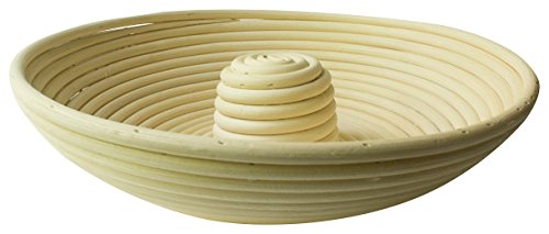 Ring Hollow Bread Proofing Basket, Banneton Brotform Bread Dough Paste Rising Rattan Basket w/Liner Combo