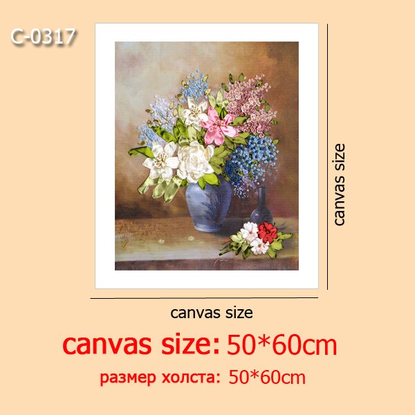 DIY Borduurwerk Kit, Lint Borduren, Naaien handwerken, Kruissteek, 3D Canvas Schilderij, Bloem, rose, Woonkamer Decor: C-0317 / have painting
