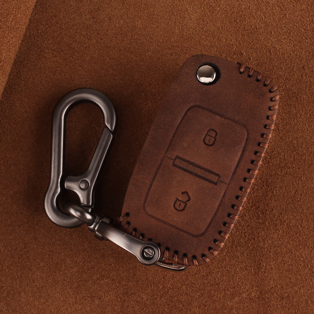 KEYYOU Leather Car Key Case Remote Key Cover For VW Volkswagen Amarok Polo Golf MK4 Bora Jetta Altea Alhambra Fob Key