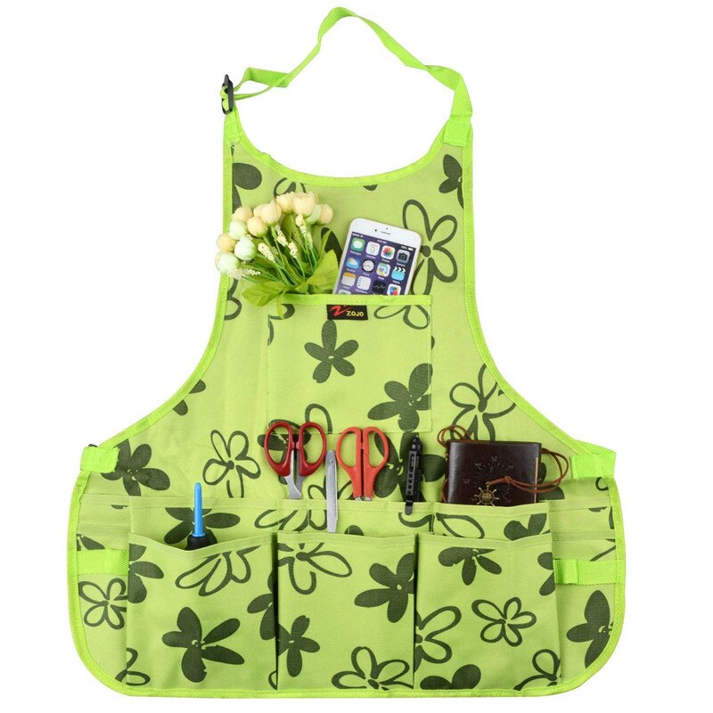 Garden Apron Utility Canvas Heavy Duty Work Apron Protective Waterproof Apron Cross-Back Straps Adjustable Gardener Woman Tool: Green