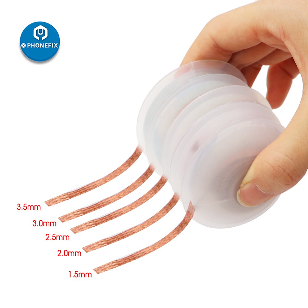 Soldadura de mecha de alambre de 1,5mm 2mm 2,5mm 3mm 3,5mm trenza de desoldadura de soldadura mecha para removedor de plomo de alambre de cable flujo REPARACIÓN DE BGA herramienta