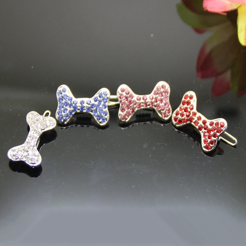 Smuk kæledyrslegering hårspænde rhinestone stil hund hovedbeklædning sød sløjfe blomst hårnåle multifarve hunde hår tilbehør