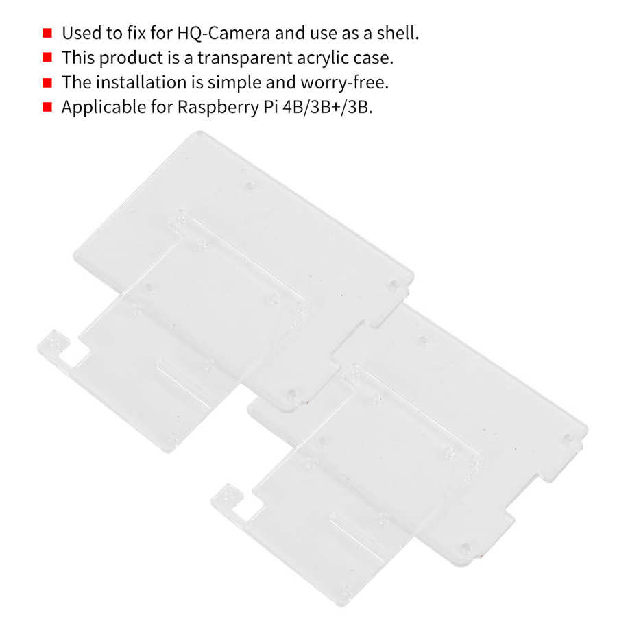 Acrylic Case Shell Enclosure Box Transparent for Raspberry Pi 4B/3B+/3B HQ-Camera