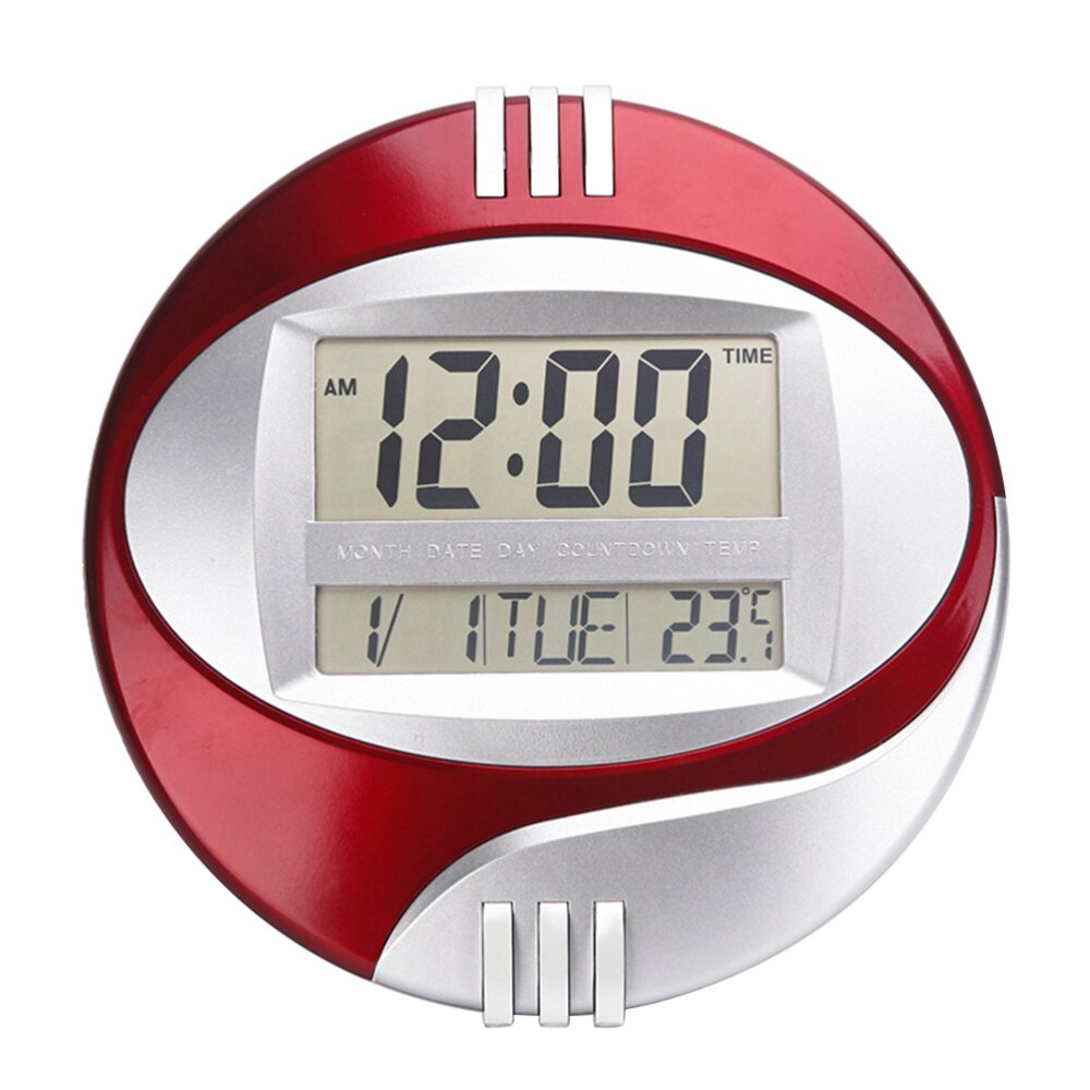 LED Large Display Digital Wall Desk Alarm Clock with Temperature and Humidity without Battery (Red)