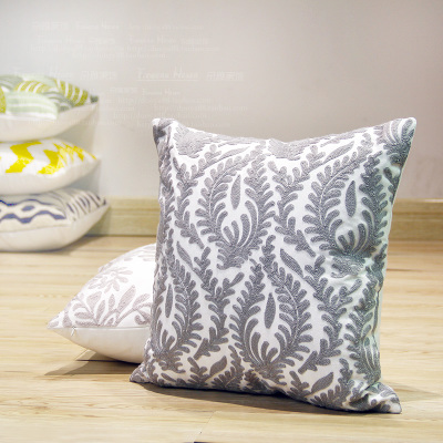Junwell delikat bomuldslærred broderi firkantet damask dekorativ pude terrasse sofa pude usynlig lynlås 45 x 45cm kvm: Mønster a