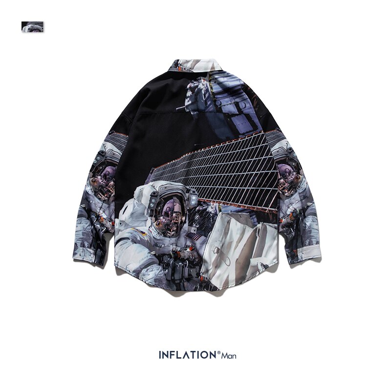INFLATIE Mannen Herfst Shirt Digital Printing Mannen Harajuku Shirt Lange Mouw Street Wear Oversized Mannen Shirt 92147W