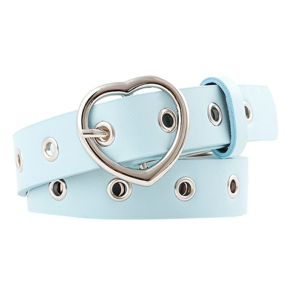 25# Women Man Unisex Vintage Leather Buckle Leisure Belt Trouser Accessories Women's Vintage Pin Buckle Jeans: Sky Blue 