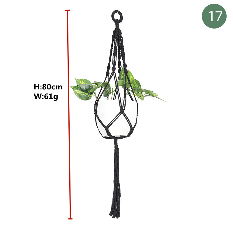 Macrame Handgemaakte Plantenhanger Manden Bloempotten Houder Balkon Hangende Decoratie Geknoopt Hijstouw Huis Tuinbenodigdheden: WHITE