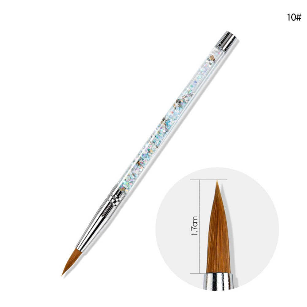 Pincel de unha acrílico de nylon, escova de polimento gel uv, esmalte para unhas artísticas, moda, ferramenta de manicure com cabo de glitter líquido: Type-10