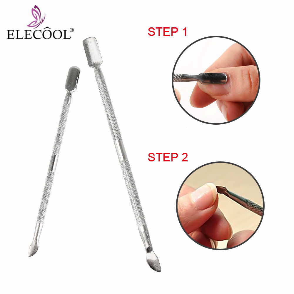 ELECOOL 1 St Rvs Nagelriem Pusher Trimmer Draagbare Manicure Pedicure Care Cleaner Tool Dubbelzijdig Cuticle Verwijderen