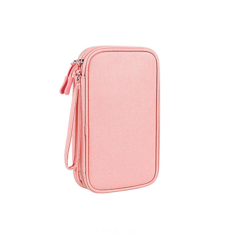 Mobiele Mobiele Telefoon Power Bank Tas Telefoon Accessoires Kabel Digitale Gadget U Disk Opbergtas Multifunctionele Organizer Dual lagen: Pink