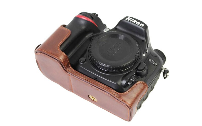 Retro Vintage PU Leather Camera Bag Half case for Nikon D7100 D7200 Camera case with open battery