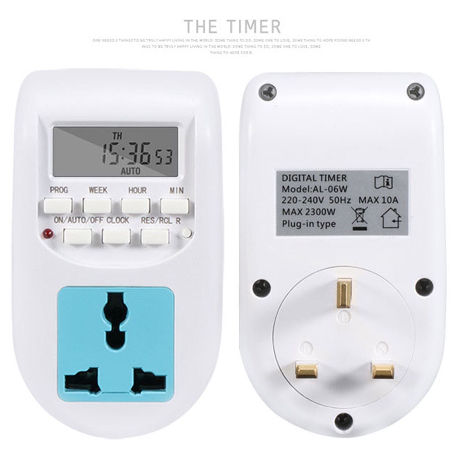 Timing Switch Adapter EU Plug Universal Socket AL-06 ABS LCD Display Office 220-240V Simplify Electronic Digital Outlet Timer
