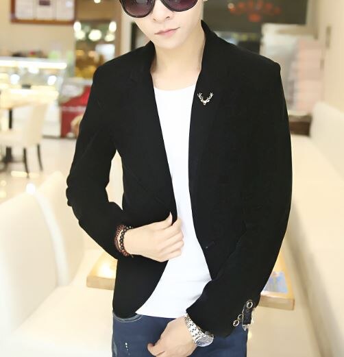 Mens brand blazer jacket Male clothing factory blazer masculino red velvet: Black / M