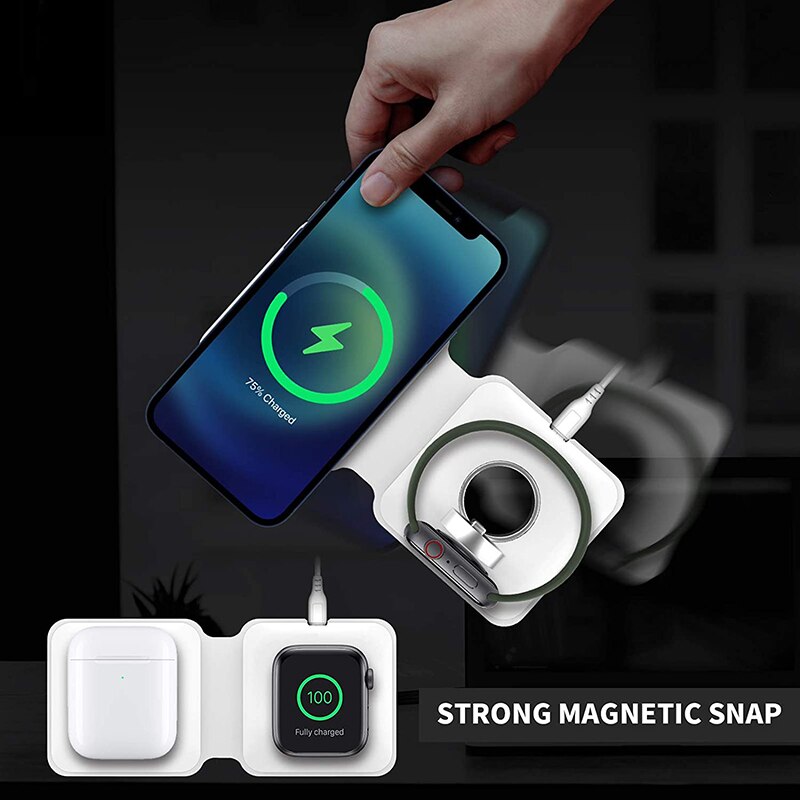 2 in 1 15W Magnetische Drahtlose Ladestation Für Apfel iPhone 12 Profi Max Uhr Macsafe Duo Ladegerät Pad faltbare Qi Ladung Dock