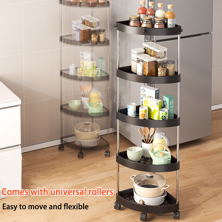 Support de rangement triangulaire pour salle de bain et cuisine, rangement d'angle, petit support de rangement pour chariot à roue universelle sur pied