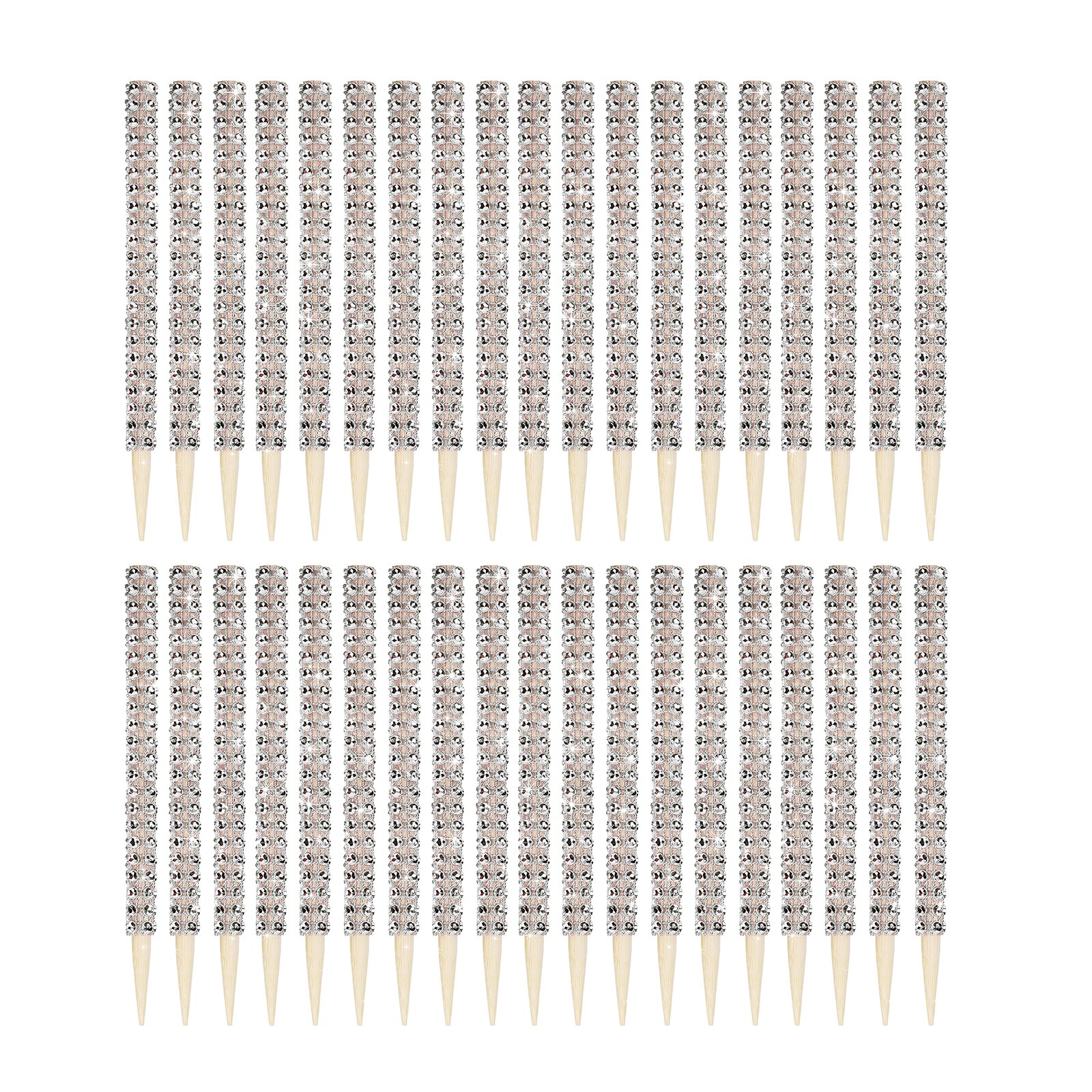 Bâtonnets à bonbons en forme de pomme, 32 pièces, brochettes, fournitures pour Buffet, Dessert, strass scintillant, nouveauté: SILVER