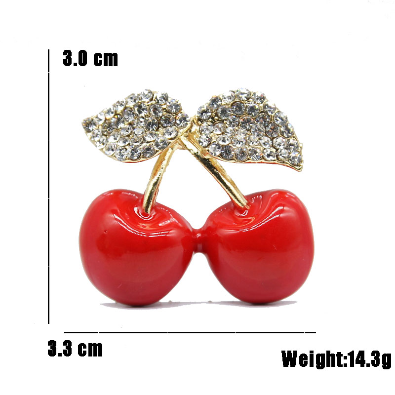 Rhinestone Red Cherry Brooch Banquet Men Women Brooch Pins Trendy Fruits Dress Sweater Suits Brooch Jewlery