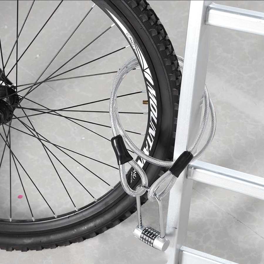 Wire Rope Security Cable For Lock Durable Steel Sealed Looped 120cm 8mm Silver