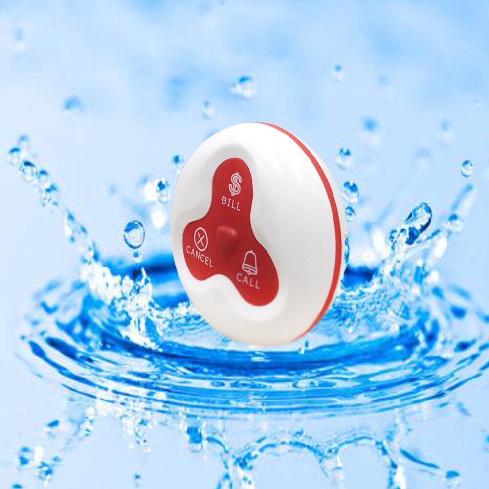 Long Distance Transmitter Wireless System 1 PCS Waterproof Button Pagers With 6 Colors Waiter Call For Restaurant Hotel