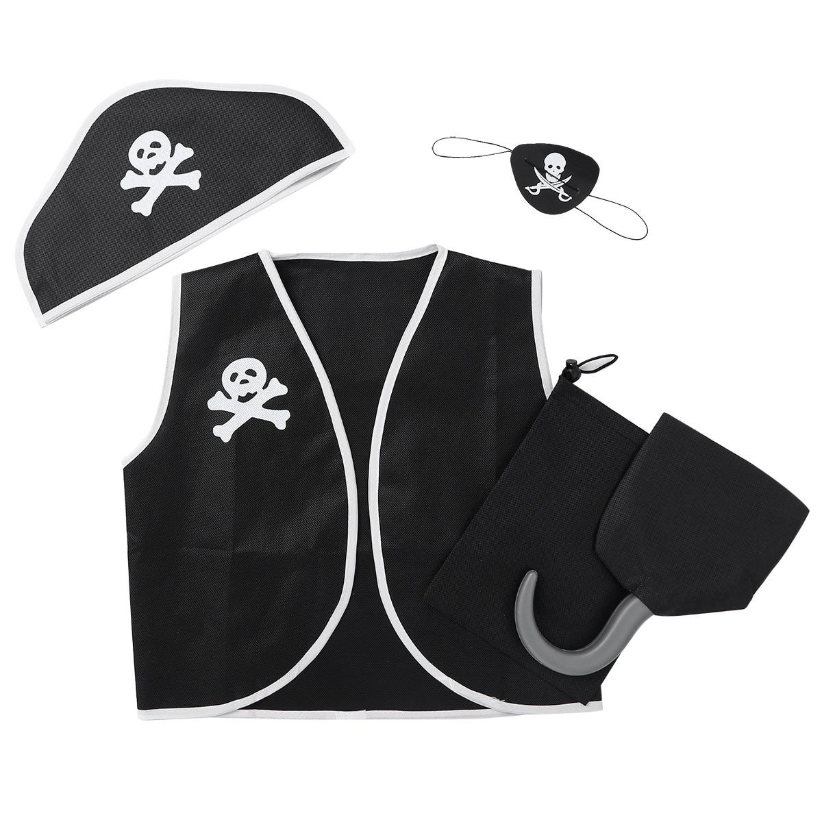 5Pcs Kids Halloween Costume Pirate Role Play Dress Up Set for Boys Girls Prom costumes Unisex Top Sleeveless Vest with hat
